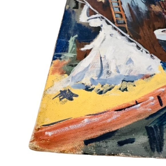 🎉PRICE REDUCED🎉 Nautical SAILBOATS AT DOCK Canvas Painting‎ 1974 Signed 20x16 - Picture 12 of 16